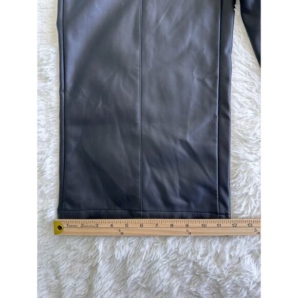 BCBG NEW YORK Faux-Leather Cropped Pants Women's Black Slash Pockets Size 10 - Picture 6 of 14